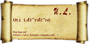 Uti Lóránt névjegykártya